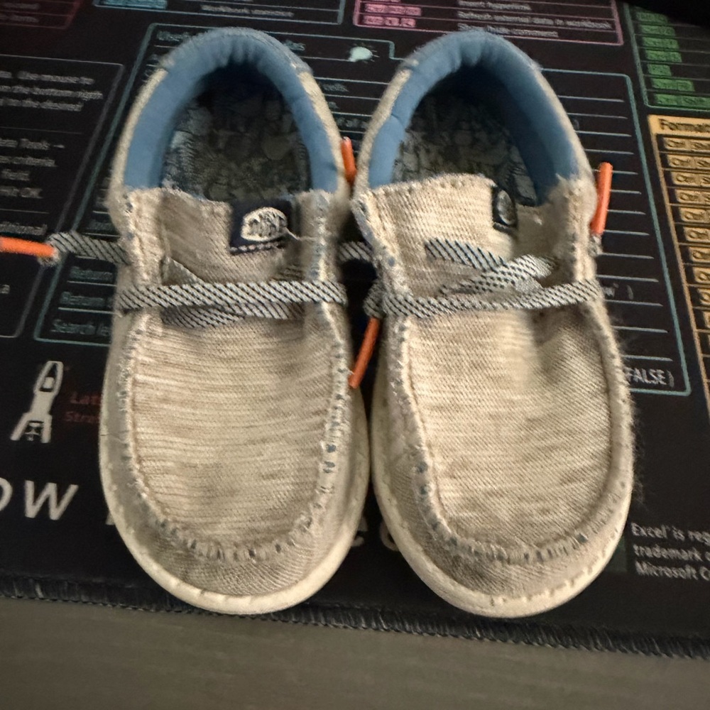 Toddler Hey Dude Grey Canvas Slip-Ons with Blue Lining